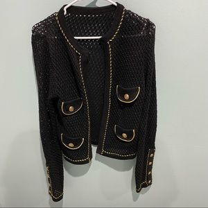 CLASSIC WOMEN BLACK AND GOLD CARDIGAN